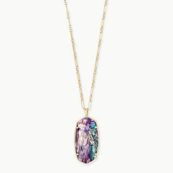Kendra Scott Elle Drop Earrings, Reid Long Pendant | Lilac Abalone Set | Retired - Picture 3 of 10